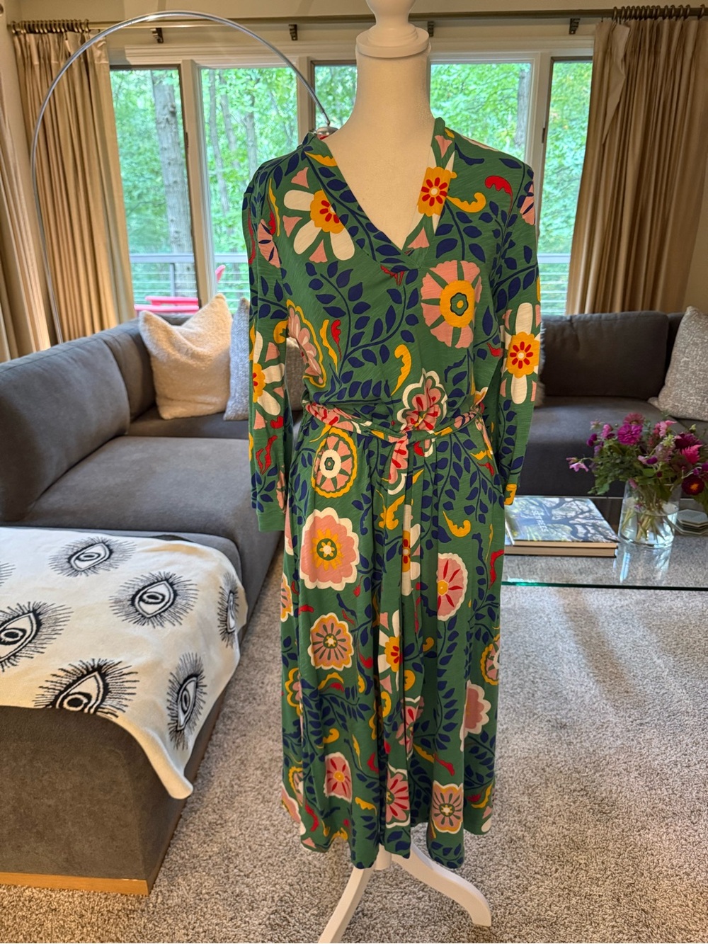 Boden Vibrant Green Floral Midi Dress